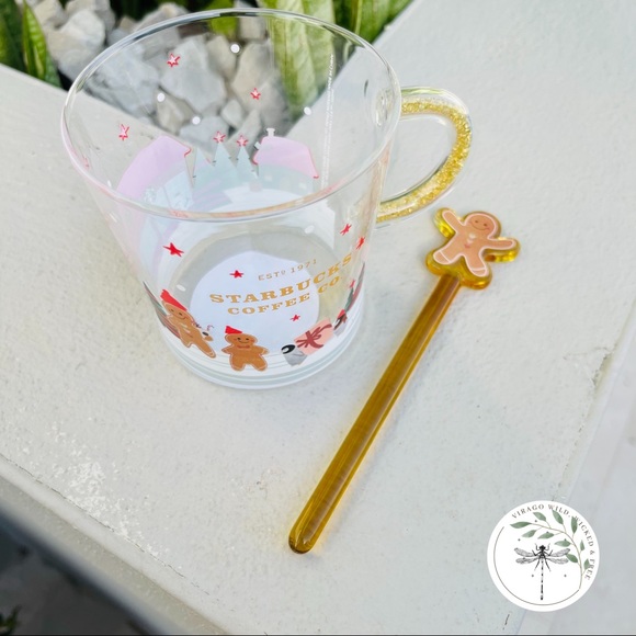 Starbucks Gingerbread Man Glass Cup with Rod - Picture 3 of 7